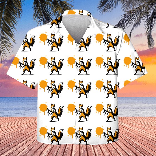 Graffiti Fox in Creative Stencil Style Kids Hawaiians