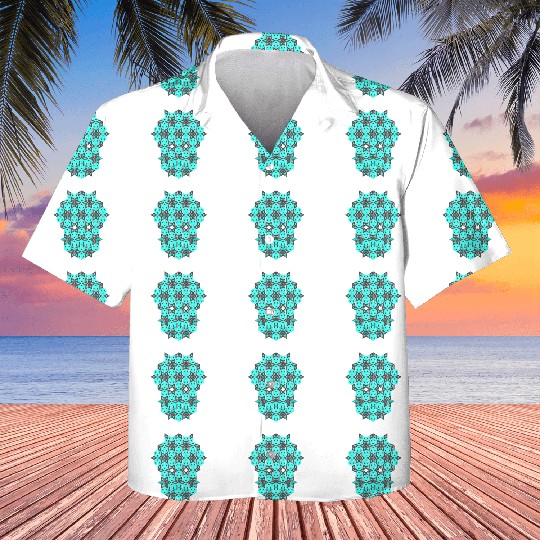 Geometric Skull - Cyan Kids Hawaiians