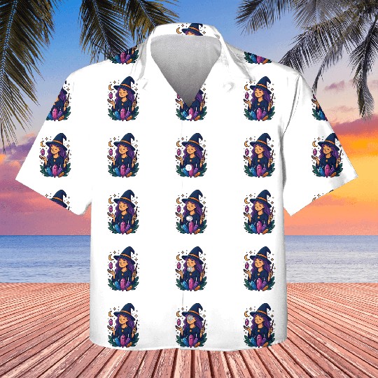 Mystical Crystal Witch Illustration Kids Hawaiians