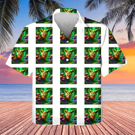 Demon Fox in Enchanted Forest – Fantasy Creature Kids Hawaiians