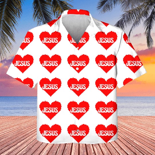 I LOVE JESUS PIXEL ART Kids Hawaiians
