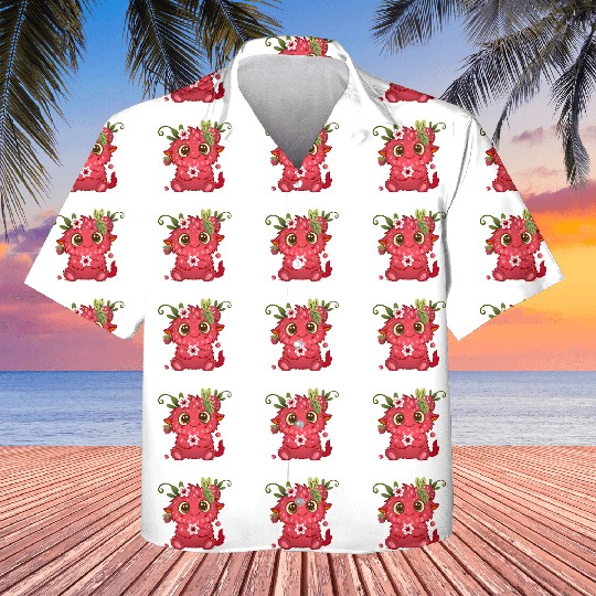 Cute Monster in Raspberry Design Kids Hawaiians