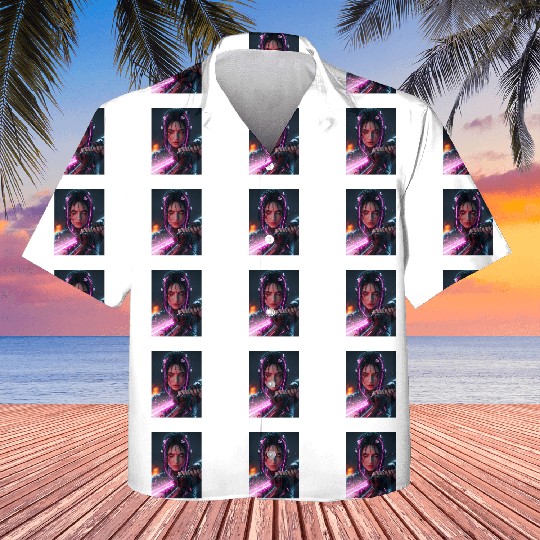 Cyberpunk Samurai Girl Kids Hawaiians