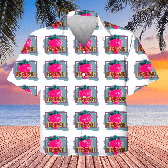 Vibrant Strawberry with Fresh Neon Sign Kids Hawaiians