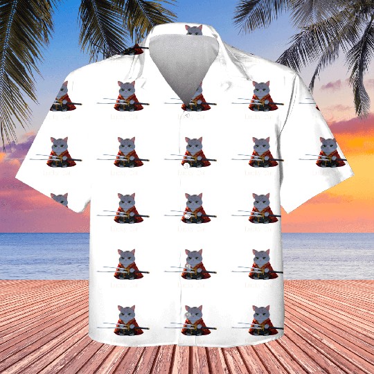 Mythic Warrior Cat with Swords Kids Hawaiians