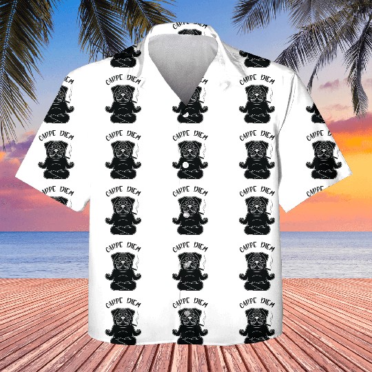 Meditative Pug with 'Carpe Diem' Text Kids Hawaiians