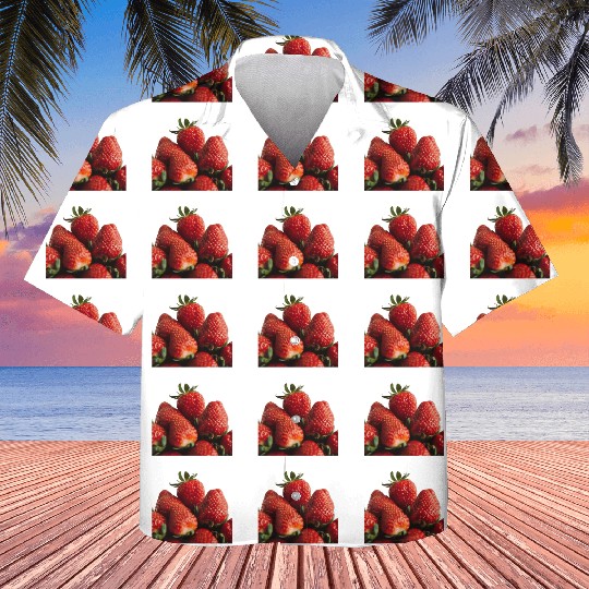 Vivid Strawberry Cluster Print Kids Hawaiians