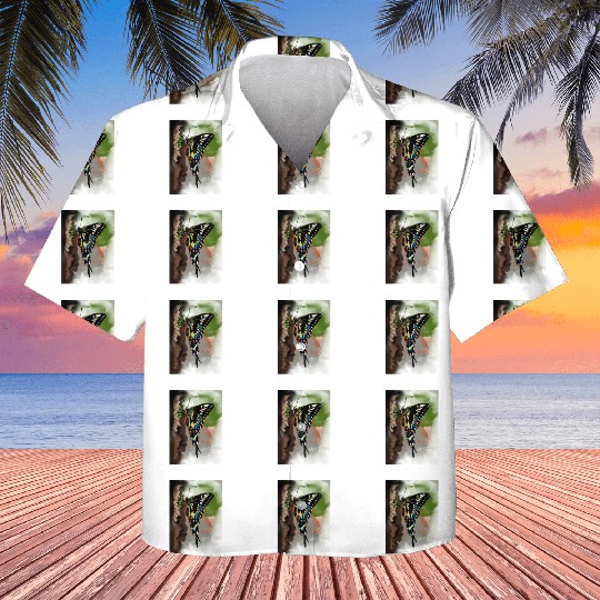 Vivid Butterfly Emerging from Bark Kids Hawaiians