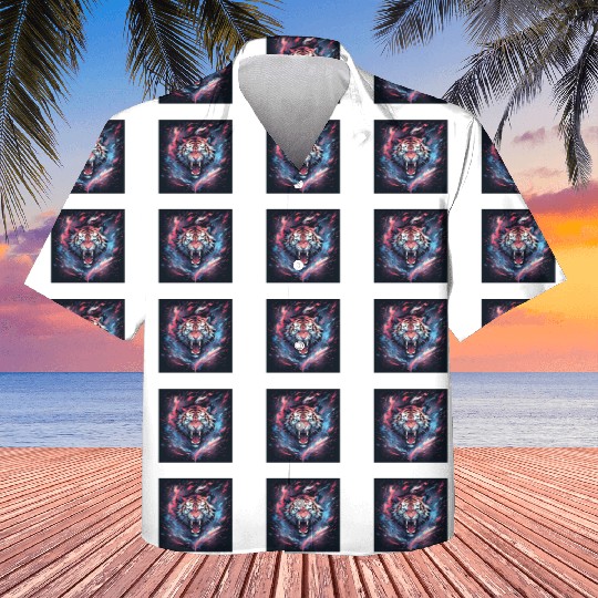 Vivid Neon Tiger Burst Kids Hawaiians