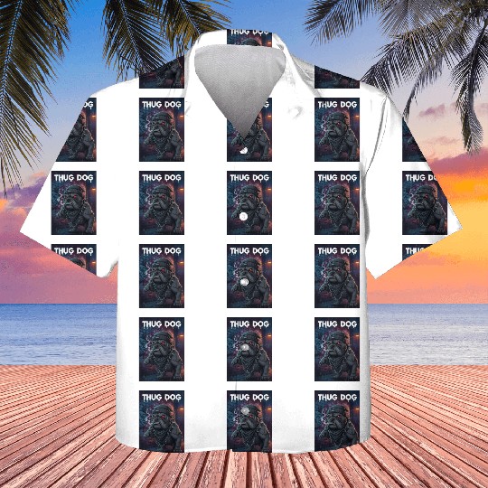 Urban Gothic Thug Dog Design Kids Hawaiians
