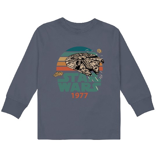 Star Wars 1977 Millennium Falcon Star Death Star  Kids Long Sleeve T Shirts Disneyland Summer Trip 2023 Kids Long Sleeve T Shirts