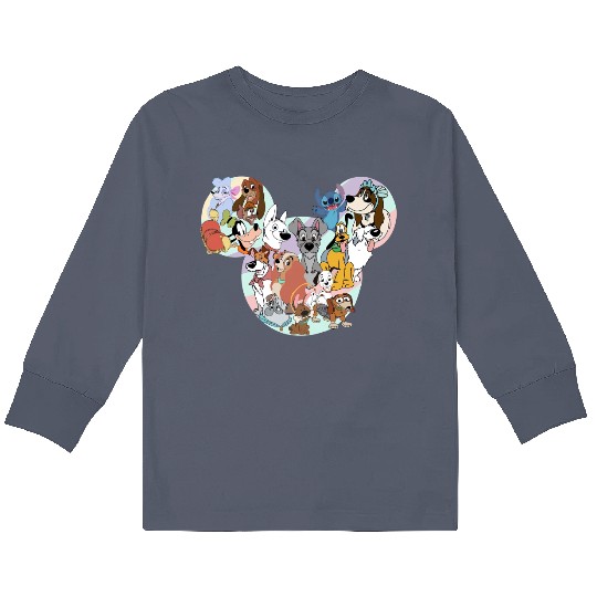 Disney Dogs Kids Long Sleeve T Shirts, Mickey Mouse and dogs Kids Long Sleeve T Shirts, Magic Kingdom Kids Long Sleeve T Shirts