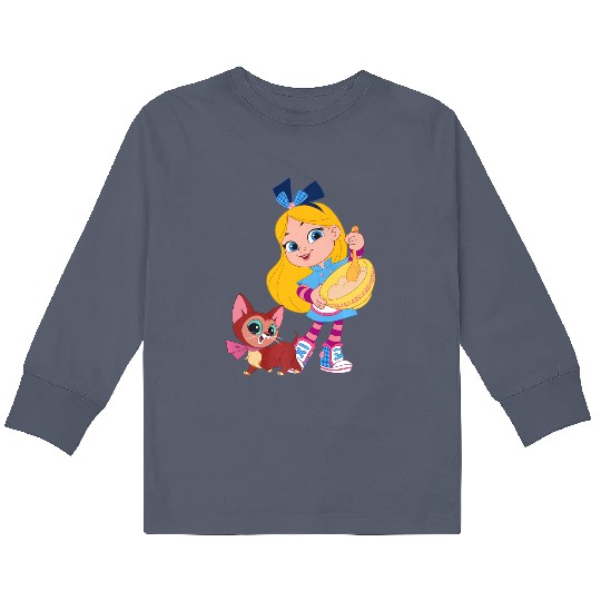 Disney Alices Wonderland Bakery Alice and Dinah Premium Kids Long Sleeve T Shirts, Magic Kingdom Trip Unisex Kids Long Sleeve T Shirts