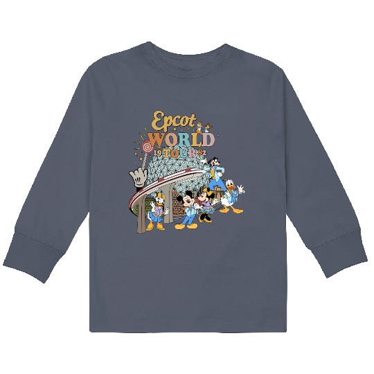 Disney Epcot World Tour Kids Long Sleeve T Shirts, Retro Disney Epcot Kids Long Sleeve T Shirts, Mickey And Friends Mickey