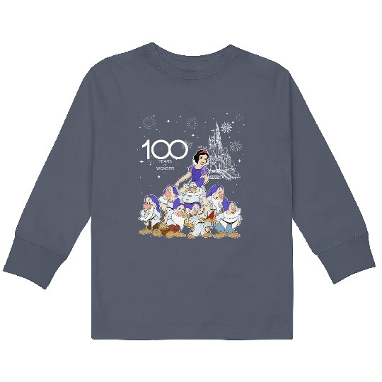 Disney Snow White and Seven Dwarfs Group Characters Kids Long Sleeve T Shirts, 100 Years of Wonder Kids Long Sleeve T Shirts