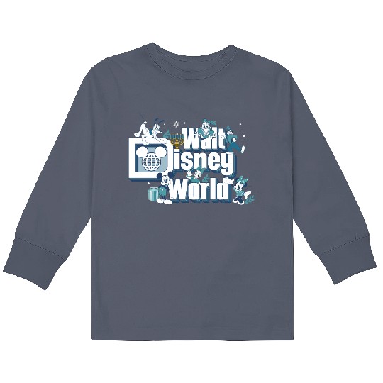 Mickey Friends Happy Hanukkah Kids Long Sleeve T Shirts, Disney Dreidel Menorah Kids Long Sleeve T Shirts