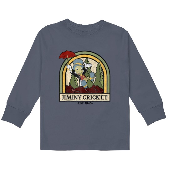 Discover Disney Pinocchio Jiminy Cricket Established 1940 Kids Long Sleeve T-Shirts
