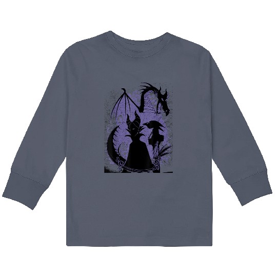 Discover Disney Sleeping Beauty Maleficent Dragon Silhoue Kids Long Sleeve T-Shirts