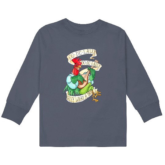Disney Robin Hood Funny Alan A Dale Rooster OO De Lally Kids Long Sleeve T Shirts, Magic Kingdom WDW Kids Long Sleeve T Shirts