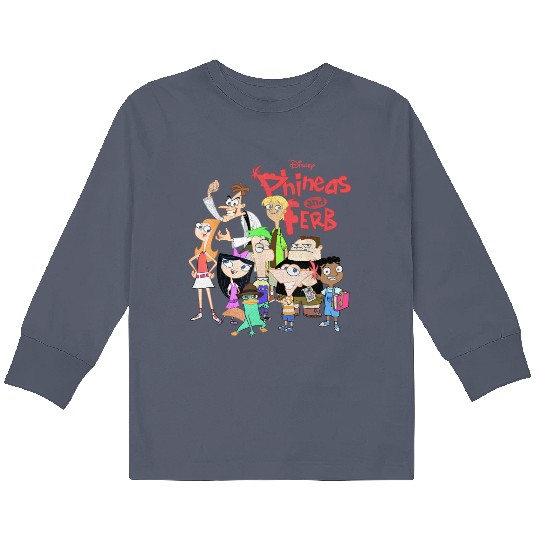 Discover Disney Phineas And Ferb The Group Logo Kids Long Sleeve T-Shirts