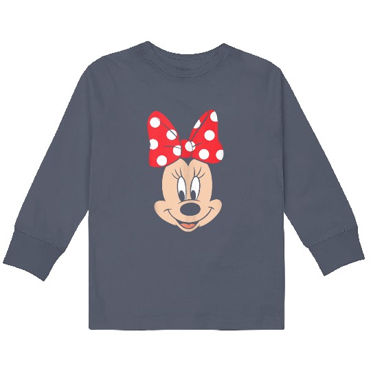 Discover Disney Minnie Mouse Polka Dot Bow Big Face Tank Kids Long Sleeve T-Shirts