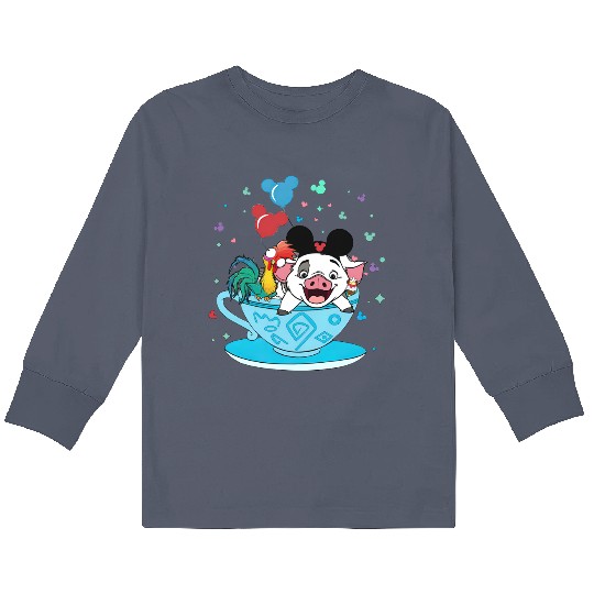 Moana Kids Long Sleeve T Shirts Pua and Hei Hei, Disney Teacup Kids Long Sleeve T Shirts, Disney Matching Kids Long Sleeve T Shirts