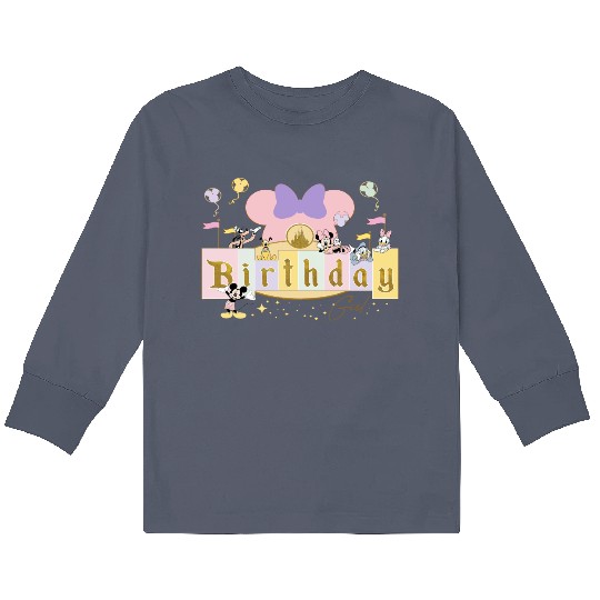 Disney Birthday Girl Kids Long Sleeve T Shirts, Colorful Disney Birthday Kids Long Sleeve T Shirts, Matching Disneyland Kids Long Sleeve T Shirts