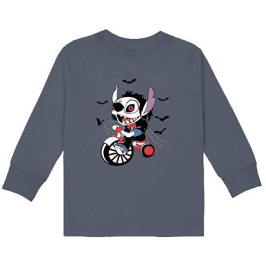 Discover Funny Stitch ,Disney Halloween , Retro Horror Halloween , Horror Movie Character Sh (5) Kids Long Sleeve T-Shirts
