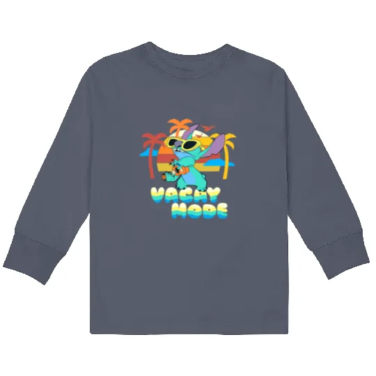 Disney Stitch Island Vacay Mode Retro Distressed Kids Long Sleeve T Shirts, Disney Trip Kids Long Sleeve T Shirts, Disney World Kids Long Sleeve T Shirts
