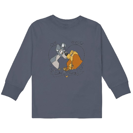 Disney Lady And The Tramp Kids Long Sleeve T Shirts, Disney Couple Kids Long Sleeve T Shirts