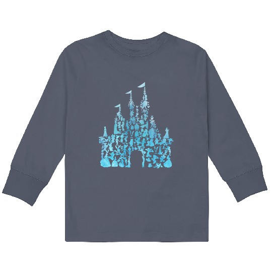 Discover Castle - Various Disney Characters - Watercolor Kids Long Sleeve T-Shirts