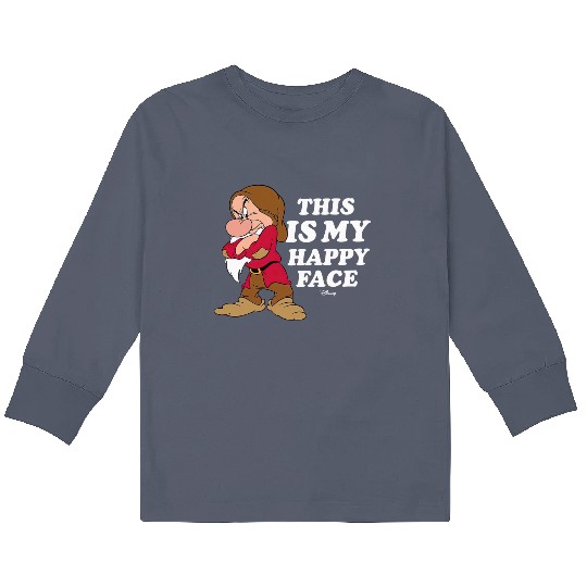 Disney Funny Grumpy This Is My Happy Face Kids Long Sleeve T Shirts, Snow White And The Seven Dwarfs Kids Long Sleeve T Shirts