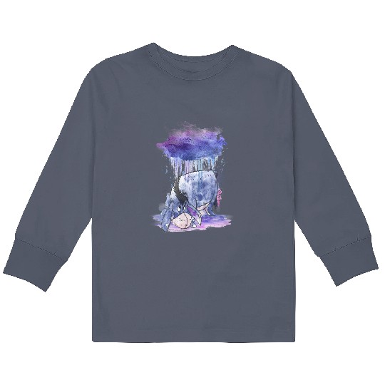 Disney Winnie The Pooh Cute Eeyore Watercolor Rain Cloud Kids Long Sleeve T Shirts
