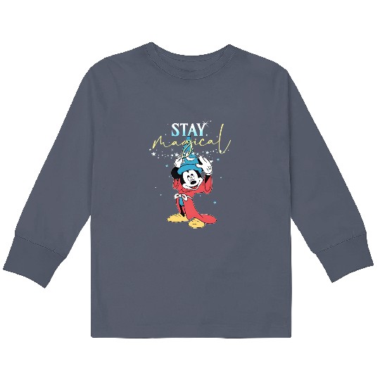 Retro Sorcerer Mickey Stay Magical Kids Long Sleeve T Shirts, Fantasmic Disneyland Kids Long Sleeve T Shirts