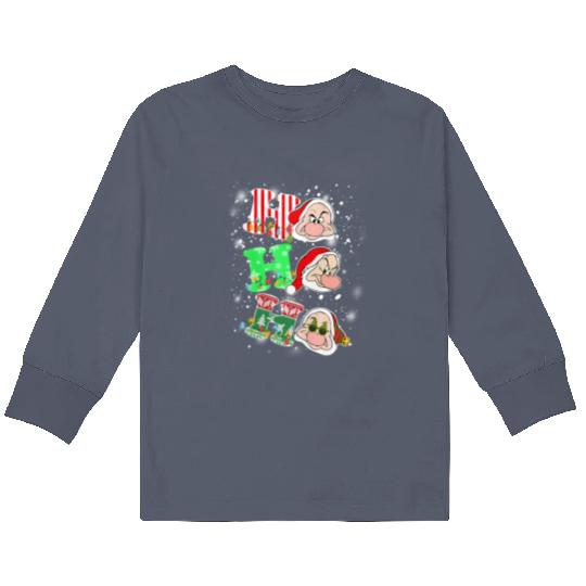 Ho Ho Ho Grumpy Dwarf Christmas Light Kids Long Sleeve T Shirts, Snow White and Seven Dwarfs Disneyland Kids Long Sleeve T Shirts