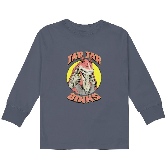 Retro Team Jar Jar Binks Funny Star Wars Fan  Kids Long Sleeve T Shirts, Vintage Star Wars Galaxy's Edge Kids Long Sleeve T Shirts, Disneyworld Kids Long Sleeve T Shirts