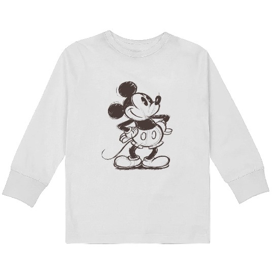 Disney Mickey & Friends Mickey Mouse Sketch Classic Pose Portrait Kids Long Sleeve T Shirts, Magic Kingdom Kids Long Sleeve T Shirts