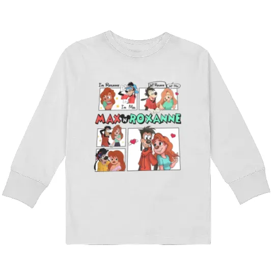 Disney A Goofy Movie Couples Kids Long Sleeve T Shirts, Max And Roxanne Kids Long Sleeve T Shirts