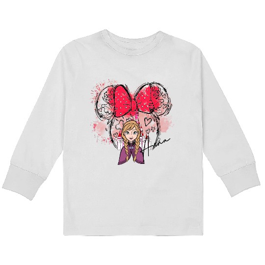 Princess Anna Kids Long Sleeve T Shirts, Disney Princess Kids Long Sleeve T Shirts, Watercolor Princess Kids Long Sleeve T Shirts