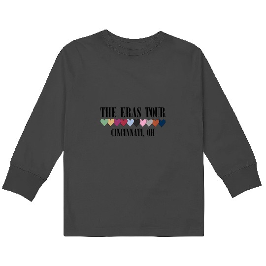 Discover The Eras Tour Cincinnati Ohio Hearts Kids Long Sleeve T-Shirts