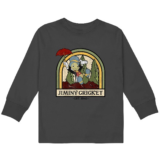 disneys Pinocchio Jiminy Cricket Established 1940 Kids Long Sleeve T-Shirts
