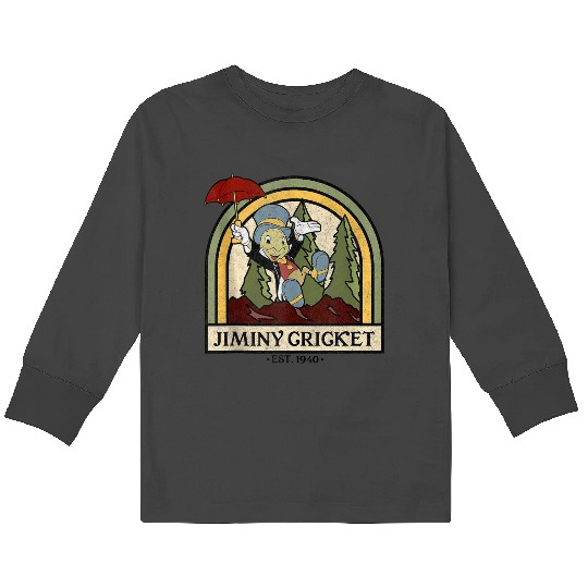 disneys Pinocchio Jiminy Cricket Established 1940 Kids Long Sleeve T-Shirts