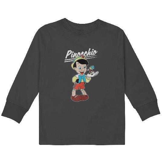 disneys Pinocchio And Jiminy Cricket Kids Long Sleeve T-Shirts