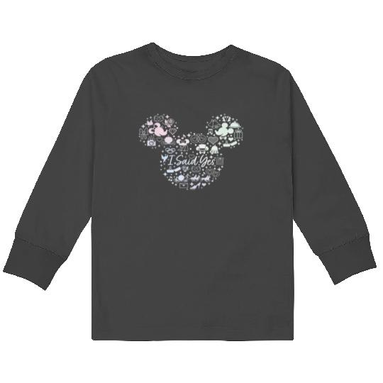 Disney I Said Yes Engagement Proposal Mickey Hea Kids Long Sleeve T-Shirts