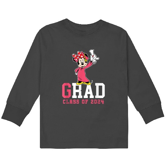 Disney Minnie Mouse 2024 Graduation Class Of 24 Rad Grad Gifts Trends Kids Long Sleeve T-Shirts