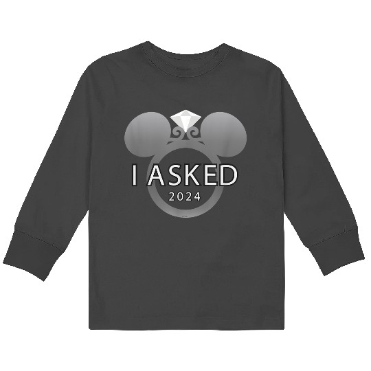 disneys I Asked 2024 Engagement Ring Proposal Mickey Kids Long Sleeve T-Shirts