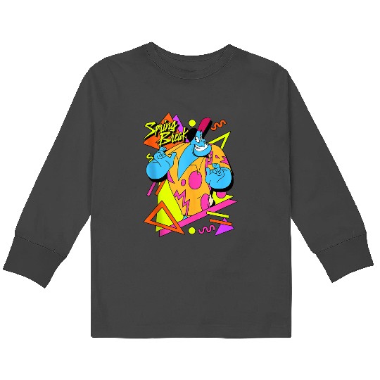 disneys Aladdin Genie Spring Break 90's Style Portrait Kids Long Sleeve T-Shirts