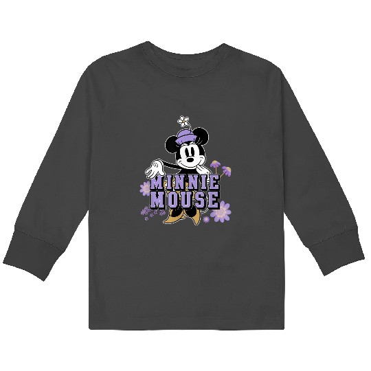 Disney Minnie Mouse Classic Look Floral Spring Flower Garden Kids Long Sleeve T-Shirts