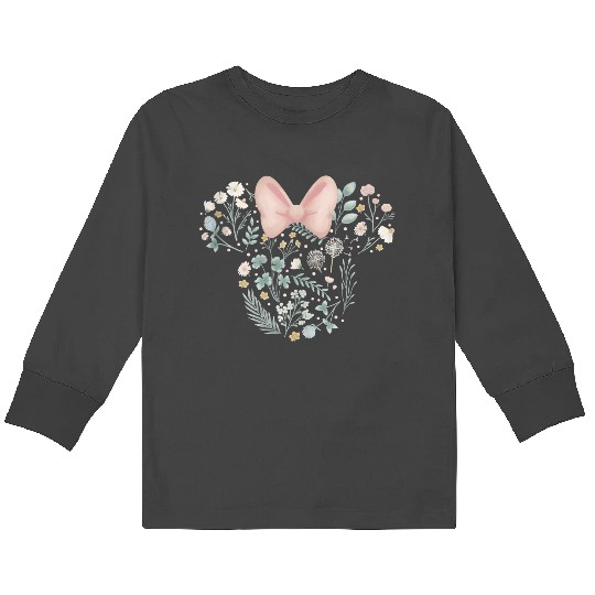 disneys Minnie Mouse Icon Spring Flowers Kids Long Sleeve T-Shirts