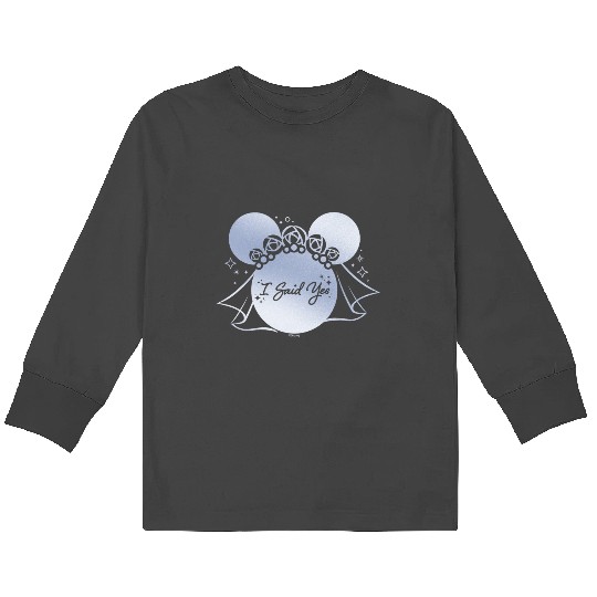 Disney I Said Yes Proposal Engagement Bridal Veil Minnie Kids Long Sleeve T-Shirts